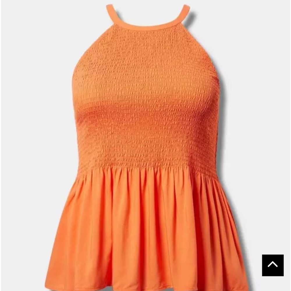 Torrid Orange Smocked Peplum Tank Top
